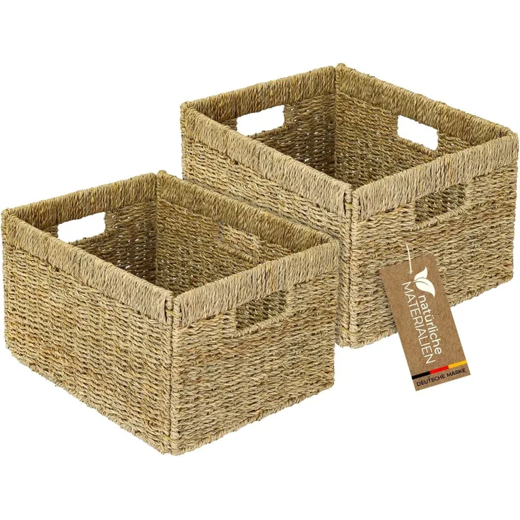 HMF Regalkorb Aufbewahrungskorb, Korb geflochten aus Seegras, passend für Billy, 35 x 25 x 20 cm