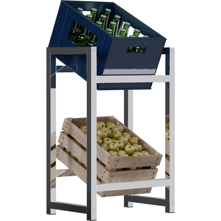 CLP Getränkekistenständer Stack aus Metall freistehend robust stabil,chrom 75x47x31 cm – Bild 1