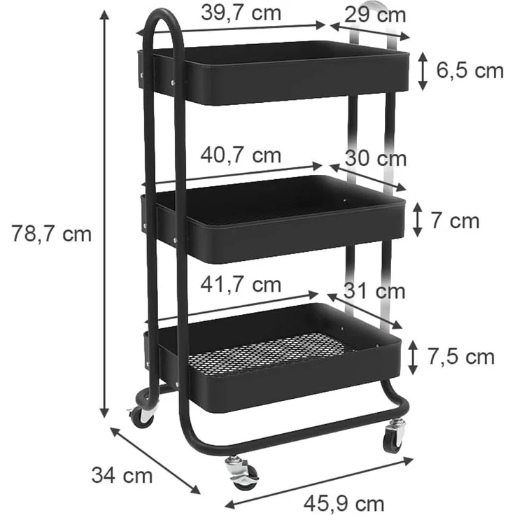 Rollcontainer Tron Schwarz 45.9 x 78.7 cm Vicco – Bild 3