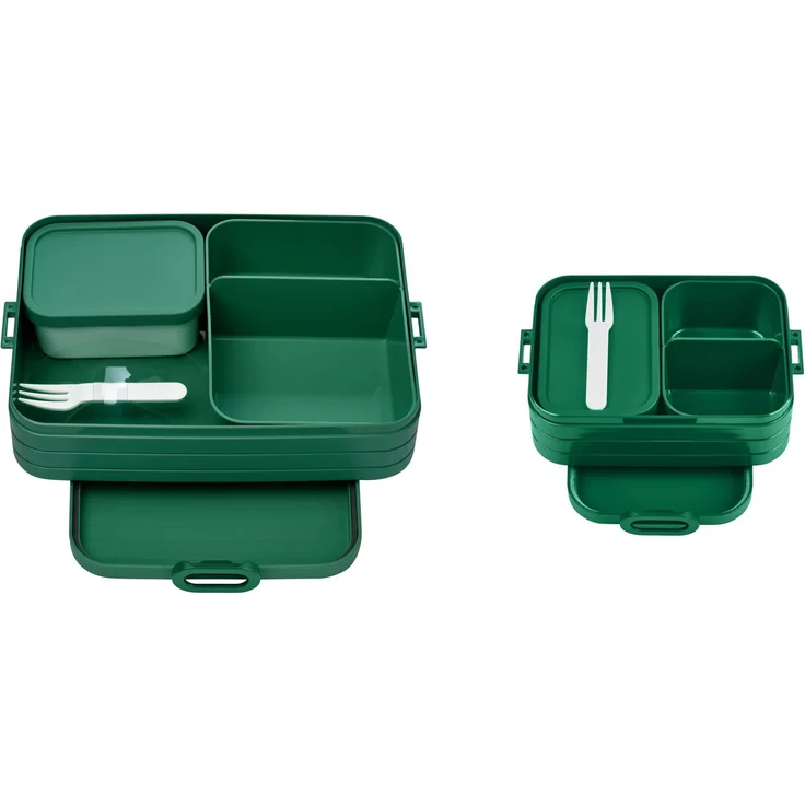 Mepal 2-tlg Bento-Lunchboxen Set Klein/Groß Take A - Brotdose mit Fächern, geeignet für bis zu 4 BZW. 8 Butterbrote, TPE/pp/abs, 0 mm - Vivid Green – Bild 1