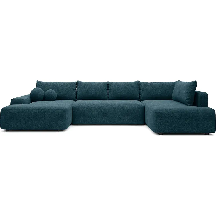 Vente-unique - DAVISO Sofa Stoff Blau - B 204 cm x H 87 cm x L 360 cm – Bild 2