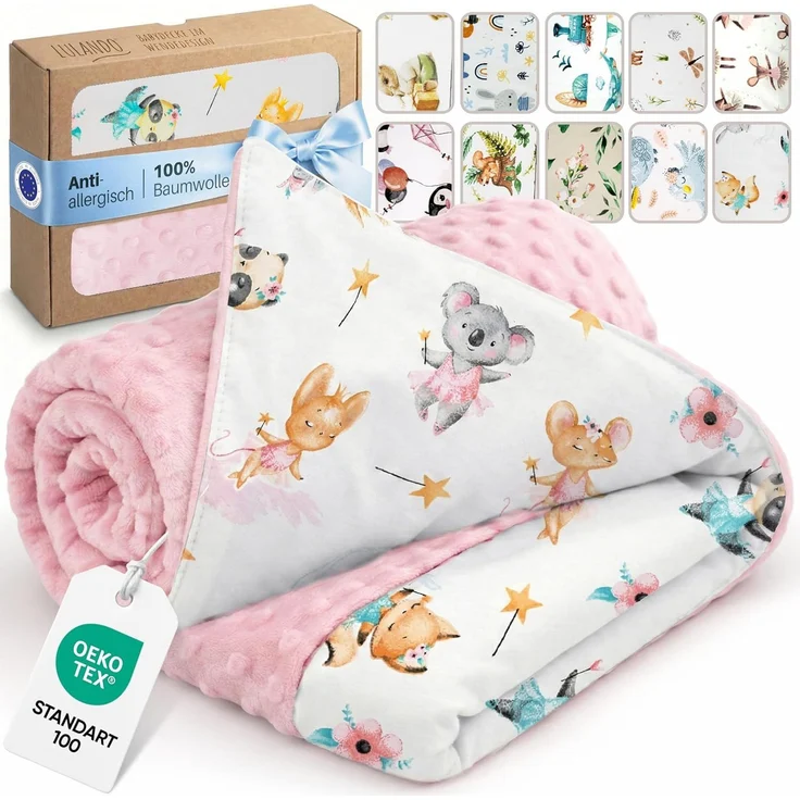 LULANDO Babydecke Kuscheldecke Krabbeldecke aus 100% Baumwolle, antiallergisch, Standard 100 von Oeko-Tex, hergestellt in der EU,(100x75 cm). Kuschelige Lieblingsdecke für Ihr Baby. – Bild 1