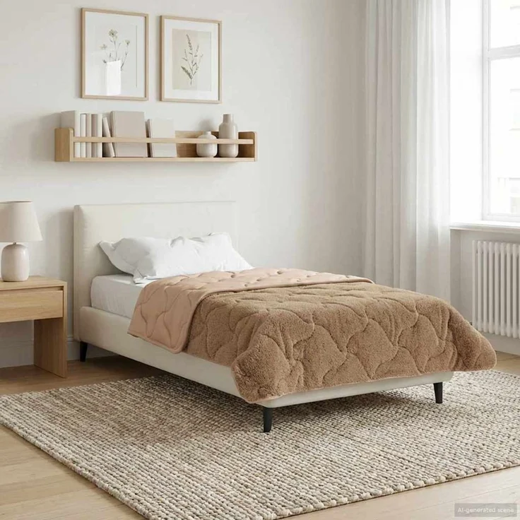 vidaXL Winterbettdecke Taupe 140 x 220 cm Mikrofaser und Teddy-Fleece 42026355 – Bild 1