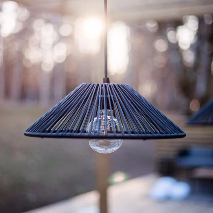 Outdoor Lampenschirm ,Vide' in Rattan-Optik, schwarz – Bild 2