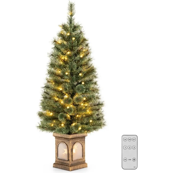 COSTWAY Künstlicher Weihnachtsbaum, 120cm im Topf, 116 Spitzen, 3 Lichtmodi – Bild 5