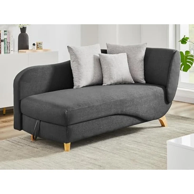 Vente-unique - PENELOPE Chaise longue Stoff Grau - B 80 cm x H 81 cm x L 160 cm – Bild 5