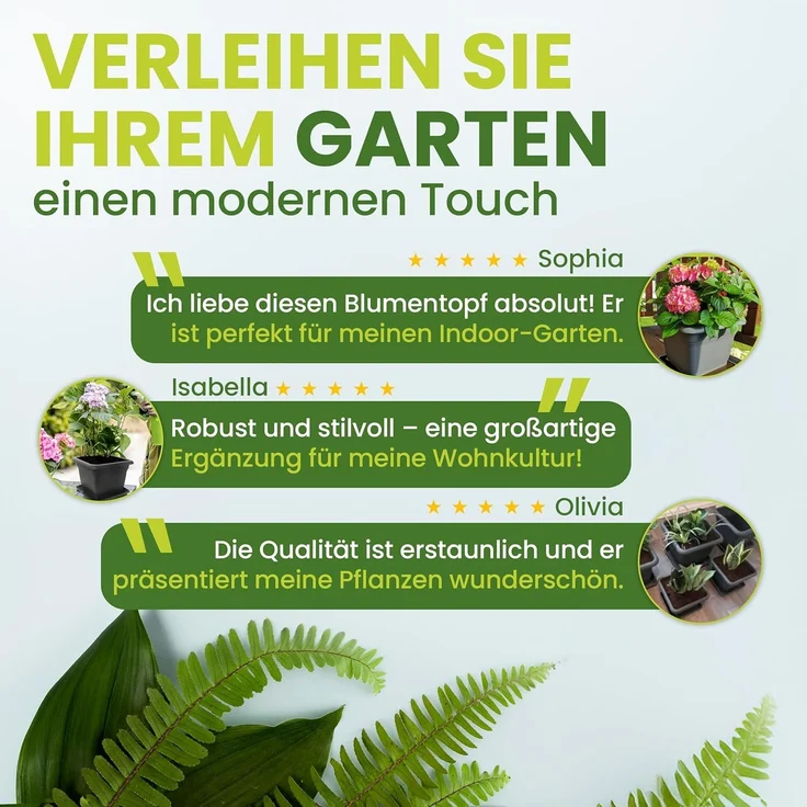 2friends Blumentopf 2er Set Pflanzkübel Groß Außen (40x40 cm inkl. Untersetzer), Blumentopf Gross für Terrasse und Garten in Anthrazit – Bild 7