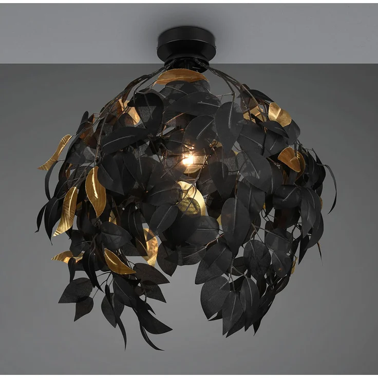 RGB LED Deckenleuchte, Blattdesign, schwarz, gold, H 58 cm – Bild 8