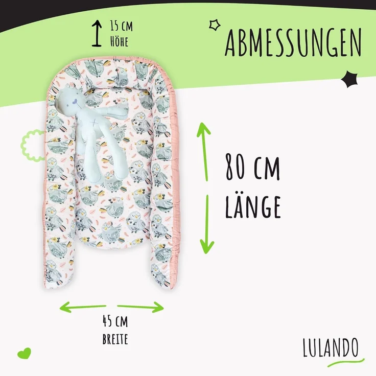 LULANDO® Babynest - Standard 100 von Oeko-Tex - multifunktionales Kuschelnest für Babys und Säuglinge - Nestchen - Reisebett - 100% Baumwolle - antiallergisch - hergestellt in der EU – Bild 7