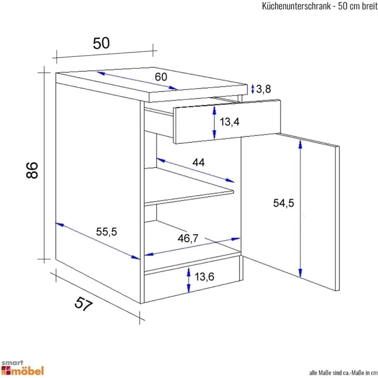 Flex-Well Unterschrank Antigua (B x H x T) 50 x 86 x 60 cm – Bild 2