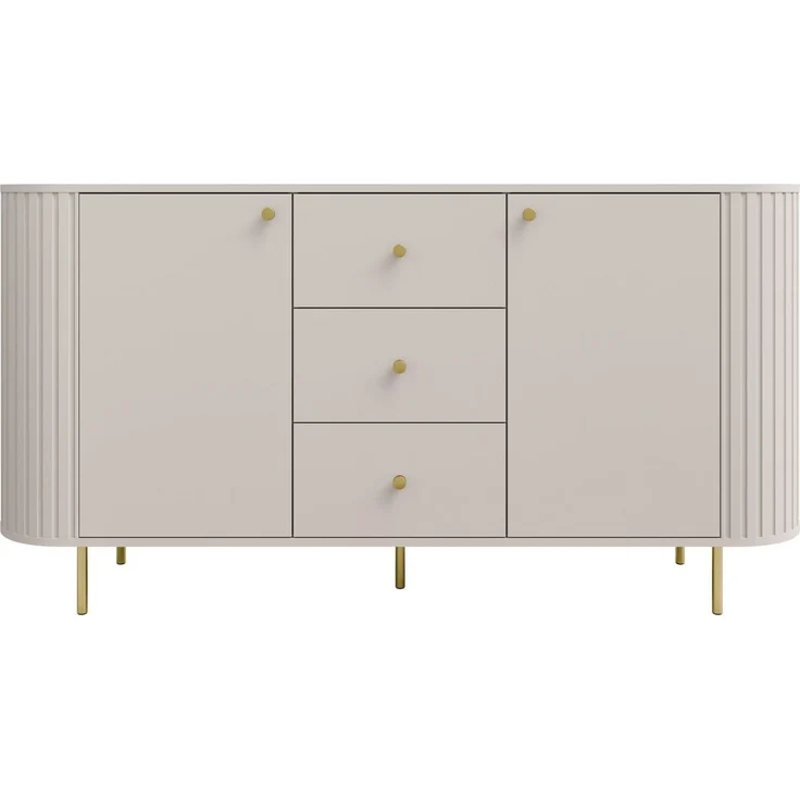 Compleo Kommode eiche cremona oder beige, drei Schubladen und zwei Türen ZANTO – Bild 5