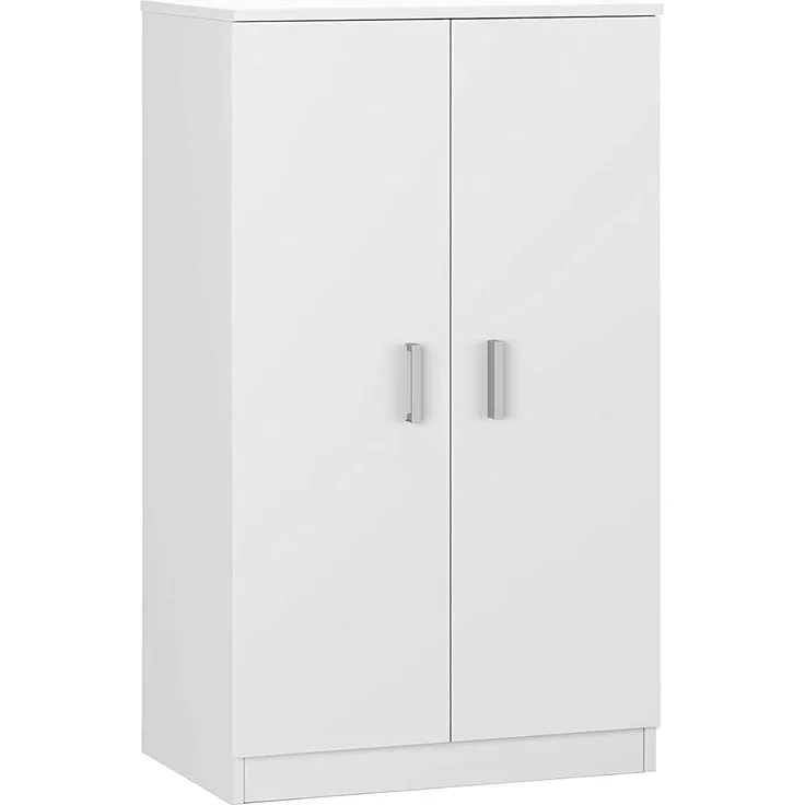 Dmora - Mehrzweck-Kabinett Norwalk, Schuhschrank mit 2 Türen, Niedriger Schrank mit 6 Einlegeböden, Modernes niedriges Schuhregal, cm 75x36h101, Weiß