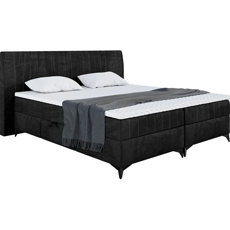 MEBLINI Boxspringbett NANI 180x200cm - H3B/Schwarz Samt - mit Bettkasten - Polsterbett - Doppelbett mit Topper & Bonellfederkern-Matratze – Bild 2