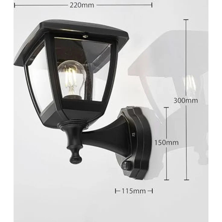 Lindby Acelya Wandleuchte außen, spritzwassergeschützt mit Bewegungsmelder, 1-flammig, E27, schwarz - Ideal für Terrasse und Balkon – Bild 4