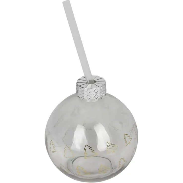 BURI Trinkglas Christbaumkugel 400ml Strohhalm Weihnachten Winter Advent – Bild 5
