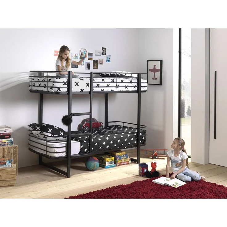 Etagenbett Karolin 205x99x166 Hochbett Metall Schwarz – Bild 2