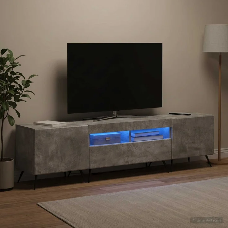 vidaXL LED-TV-Schrank BREDA 3 stk. Betongrau Holzwerkstoff 3416923 – Bild 3