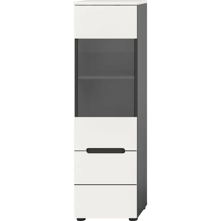 Vitrine (B/H/T: 36x125x33 cm) in weiß Nachbildung – Bild 2