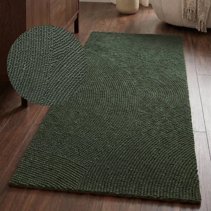 HANSE Home Wollteppich Calmio, auch als Läufer und in rund, rechteckig, Höhe: 18 mm, Handgetuftet, Wolle, Natur, Wohnzimmer, Schlafzimmer, Skandi, Hygge – Bild 1