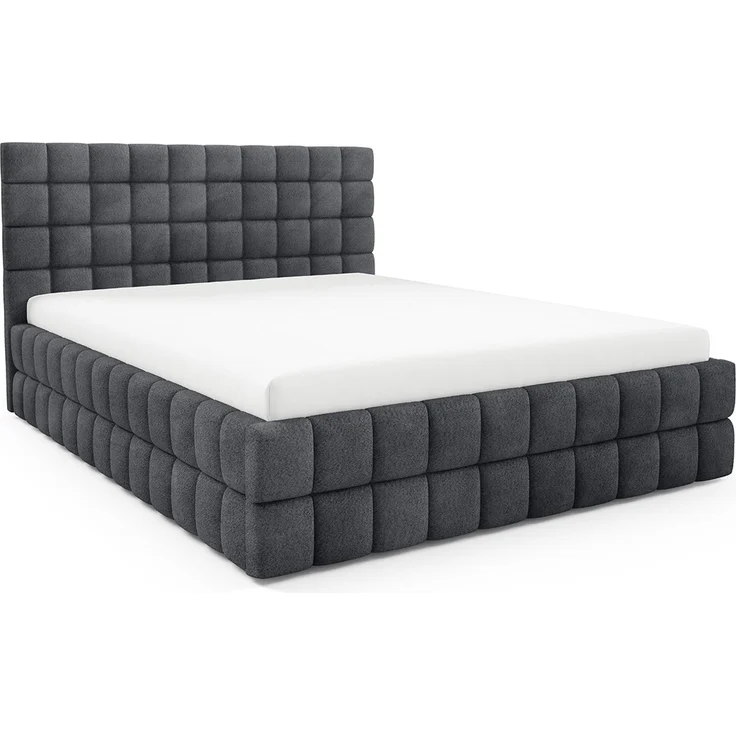 MEBLINI Polsterbett 180x200 mit Lattenrost ohne Matratze – ANDREA – Dunkelgrau Boucle – Doppelbett mit Bettkasten - Stauraumbett - Kopfteil Bett mit Stauraum – Bild 2