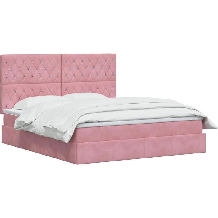 vidaXL LED-Speicherbett mit Matratze Rosa 180x200 cm Samt 3460091 – Bild 3