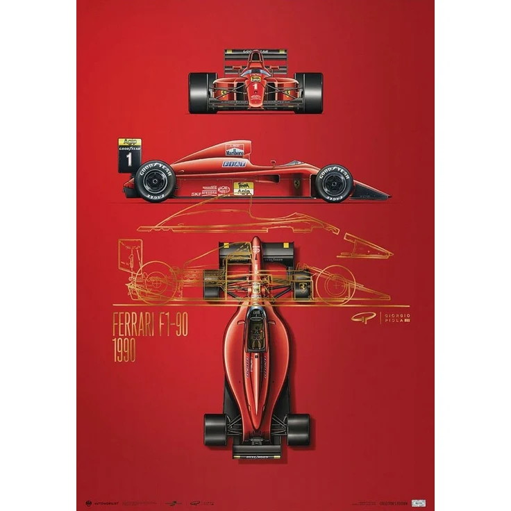 Poster Formel 1 Rennfahrer Legenden Rennwagen Ferrari · Williams Racing · Deko Print ohne Rahmen - B / 40x50 cm