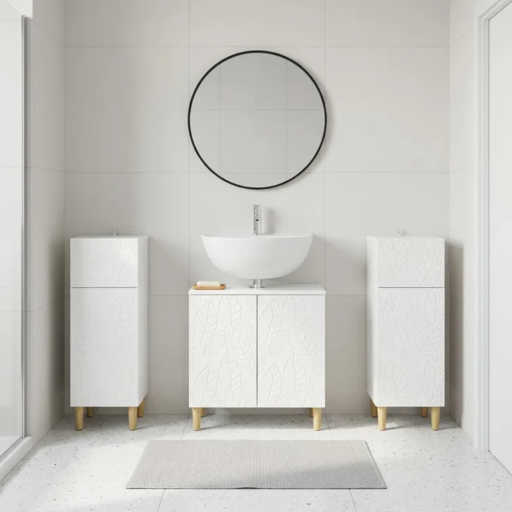 vidaXL 3-teiliges Badezimmer-Schranksystem DELFT 3 stk. Hochglanz Weiß 3418030