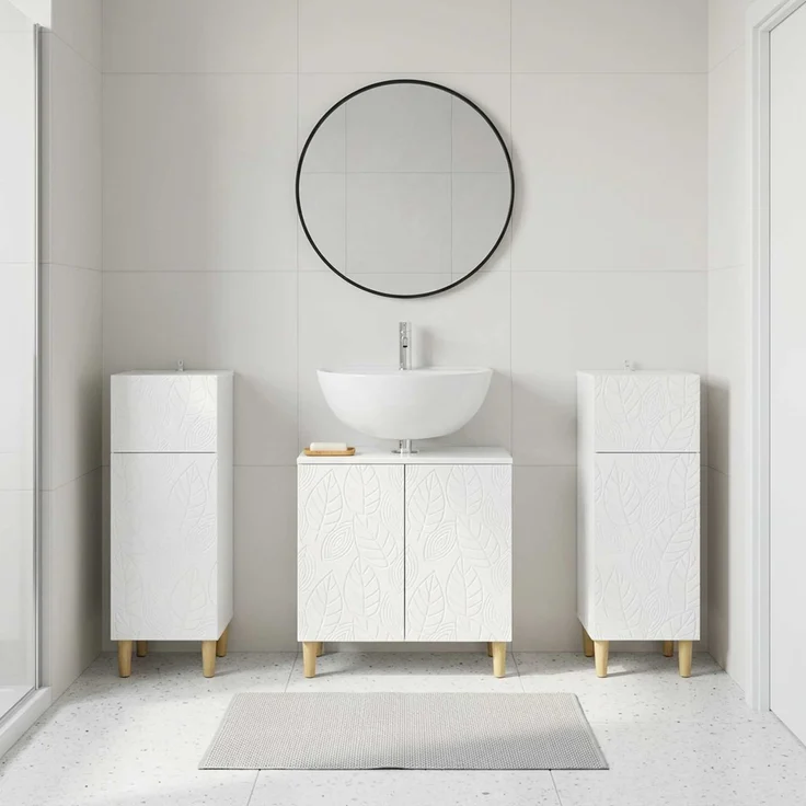 vidaXL 3-teiliges Badezimmer-Schranksystem DELFT 3 stk. Hochglanz Weiß 3418030 – Bild 1