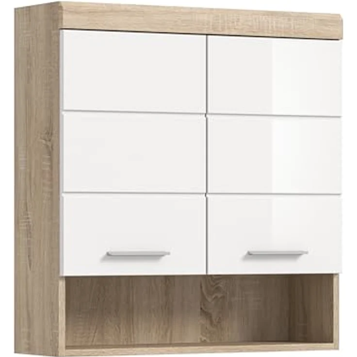 Xonox Lambada Hängeschrank (B/H/T: 74x79x24 cm) in weiß Hochglanz und Sonoma Eiche hell – Bild 2