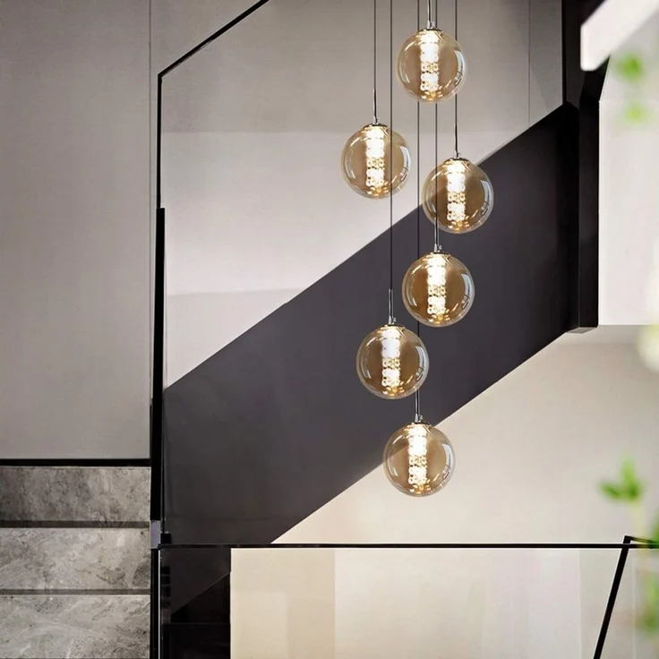 Nettlife Pendelleuchte G9 Deckenlampe Bernstein/Grau Glas Industriestil, Höheverstellbar, LED wechselbar, Warmweiß, für Küchen Wohnzimmer Schlafzimmer Flur – Bild 1