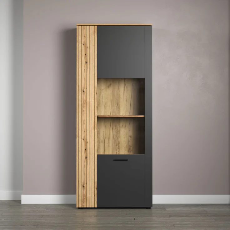 Vitrine Avila in grau und Eiche Evoke 80 x 195 cm – Bild 6