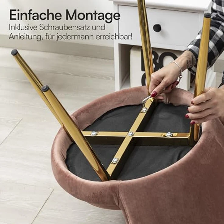 Baroni Home Gepolsterter Sessel mit Muschel-Rückenlehne aus Samt mit goldenen Beinen, Sessel für Wohn- und Schlafzimmer, 69 x 71 x 84 cm – Bild 7