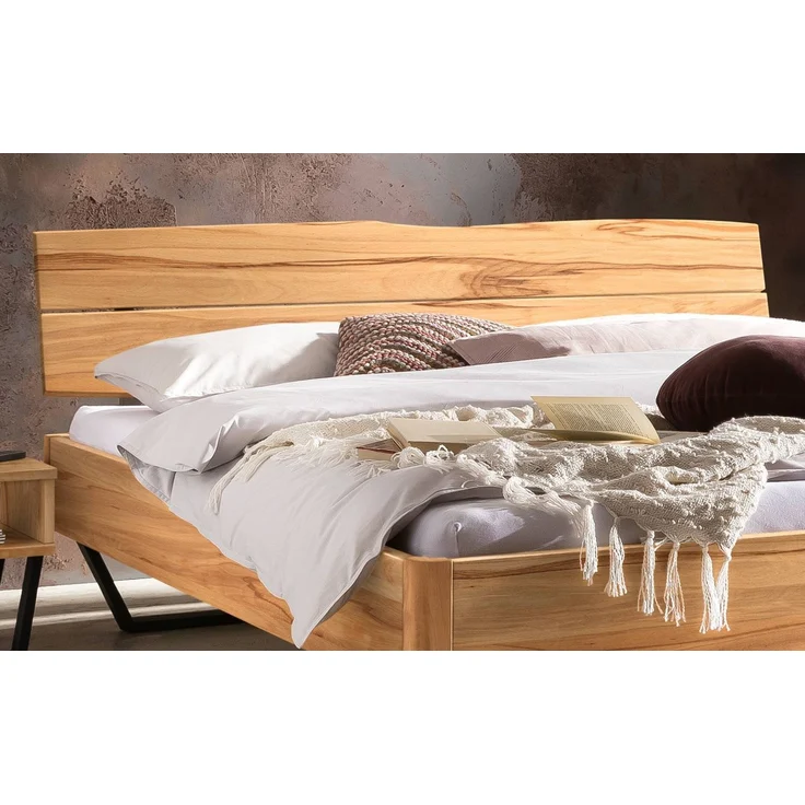 Hasena Massivholzbett Fossoli Wildbuche natur mit Metallkufen 180x220 cm, Komforthöhe 25 cm – Bild 3