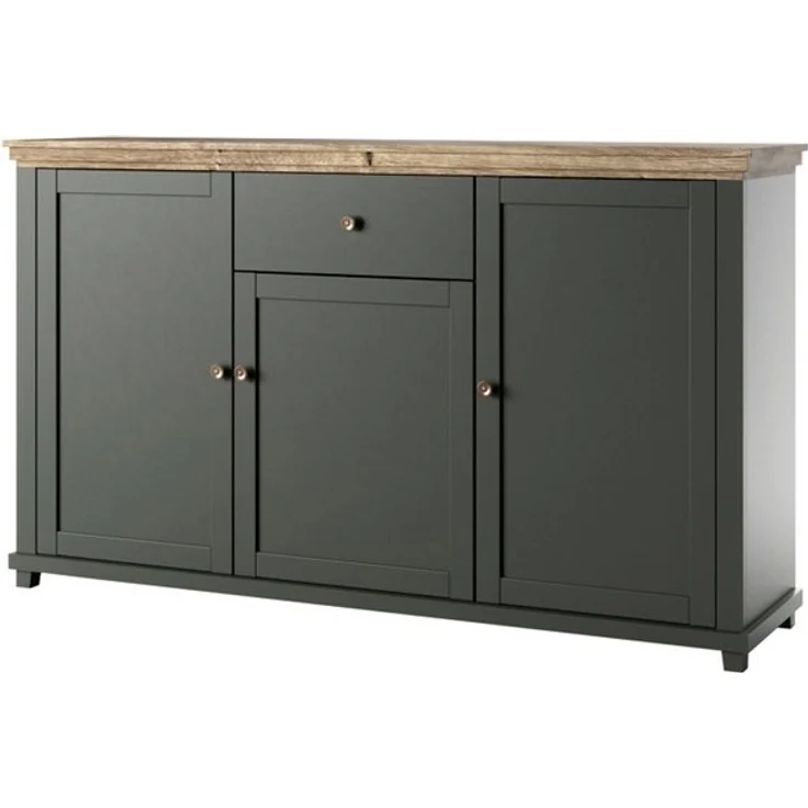 Lomadox Sideboard EPSOM-83, grün mit Lefkas Eiche Nb. Knopfgriffe messingfarben 160/93/42 cm – Bild 4