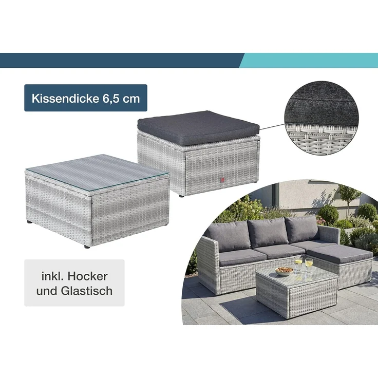 LC Garden Gartenlounge-Set Loungino Balkonmöbel für 3-4 Personen Lounge, (3-tlg) – Bild 6