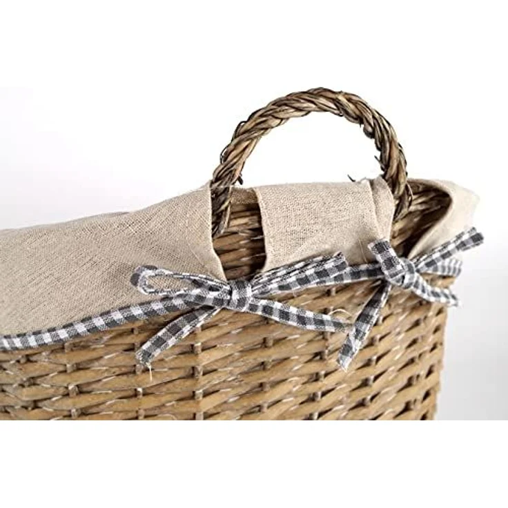 Kobolo Dekokorb Korb Weide mit Textil in grey-washed L 31 cm – Bild 5