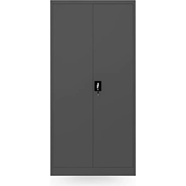 Domator Metallschrank 185 x 90 x 45 cm | Aktenschrank Abschließbar mit Kleiderstange, Pulverbeschichtung | Aufbewahrungsschrank Umkleideschrank Spind Kleiderstange | Anthrazit – Bild 6