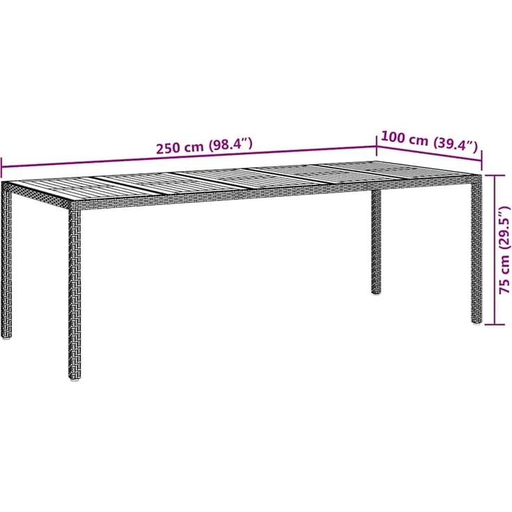 vidaXL Gartentisch Schwarz Poly-Rattan 362558 – Bild 7