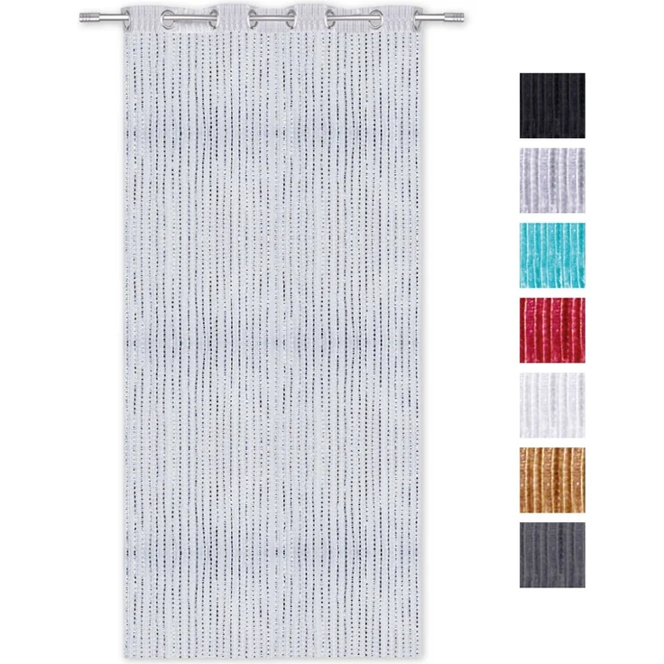 Fadenvorhang Lurex-Optik Fadengardine Türvorhang mit Ösen, trendige Dekoration in vielen verschiedenen Ausführungen erhältlich (140x250 cm / weiß - perlweiß) – Bild 5