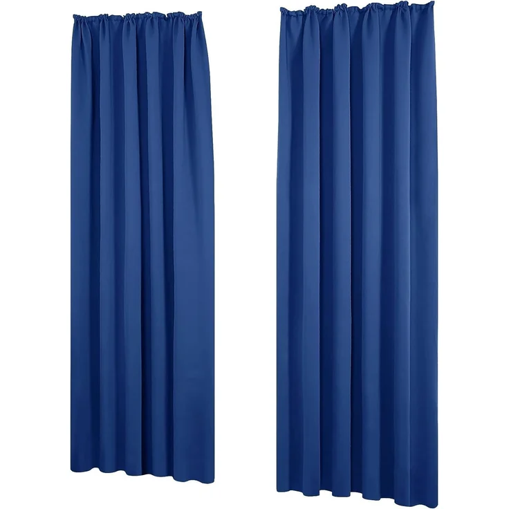 Deconovo Verdunklungsgardine mit Kräuselband Sichtschutz Vorhang Königsblau | 2er Set, H 200 x B 140 cm, Thermovorhang, Sichtschutz, für Wohnzimmer, Wärmeisolierende Vorhänge, Wärmehaltung, Wohnzimmer