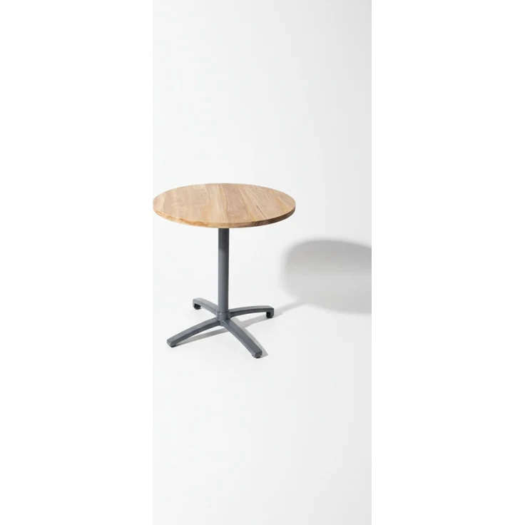 Teakholz Tisch mit Alu Tischgestell, Indoor, klappbar, Rund 70cm, handgefertigt – Bild 1