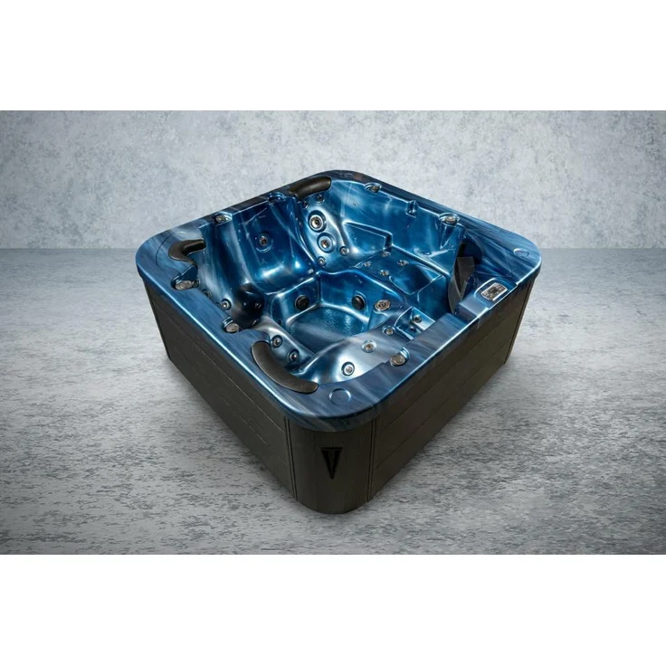 PureHaven Outdoor-Whirlpool 215x215 cm für 5 Personen mit 53 Massagedüsen Heizung Farblicht und Thermoabdeckung UV-Wasseraufbereitung 2 Liegeflächen – Bild 4