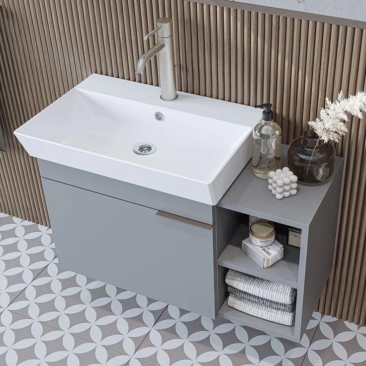 Skye Decor '2930' Badmöbel-Set mit Waschbecken & Spiegel (2-teilig), Esche, 82 x 54 x 38,6 cm – Bild 5