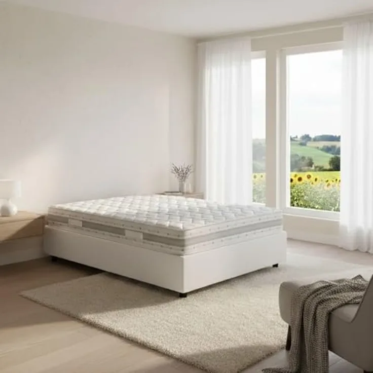Talamo Italia - Chiara Doppelbett, Bettkasten mit Stoffbezug, 100 % Made in Italy, Öffnung vorne, inklusive Matratze 120 x 190 cm, Weiß