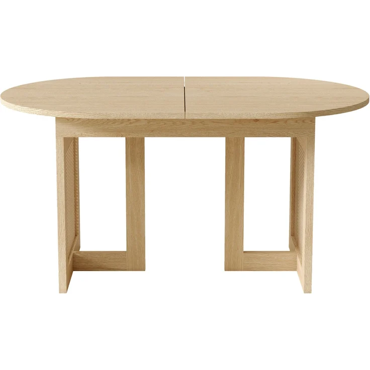 Ausziehbarer Esstisch 120/160 * 80 cm, geeignet für 6–8 Personen,Esstisch mit abgerundeten Ecken, verdickte Tischplatte, ausziehbarer Esstisch im einfachen Stil, Tischbeine aus Rattan, Eichenfarbe – Bild 9