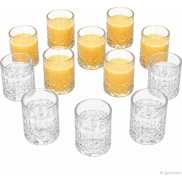 MamboCat Schnapsglas 12er Set Shot Schnapsgläser 2cl 4cl Relief Glas Stamper Bar Pinnchen, Glas
