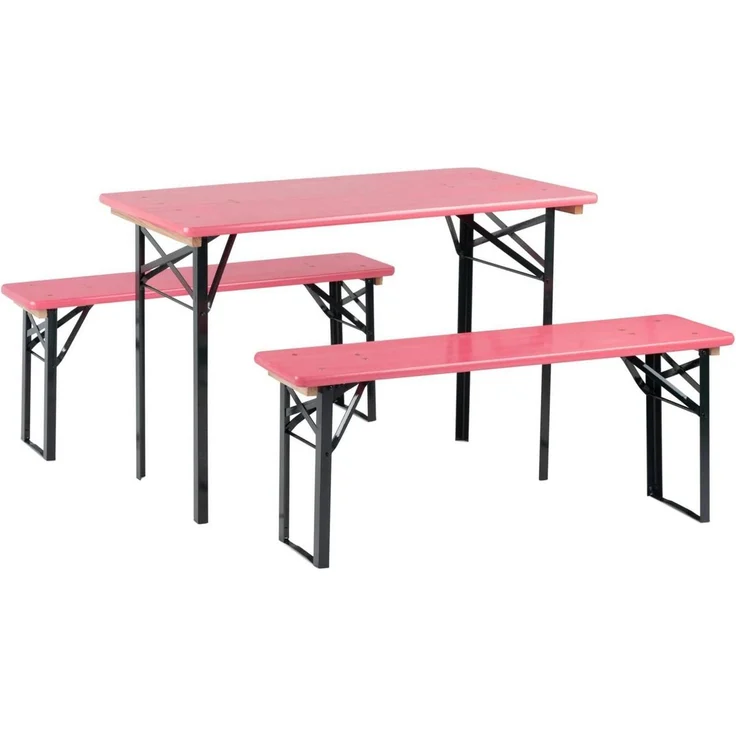 Stagecaptain Bierzeltgarnitur Hirschgarten BB-117 Sitzgarnitur 117 cm Länge, (Stehtisch Holz, 3-tlg, 2 x Bank, 1 x Tisch), Sitzmöbelset für Balkon Outdoor & Indoor, klappbar – Bild 1