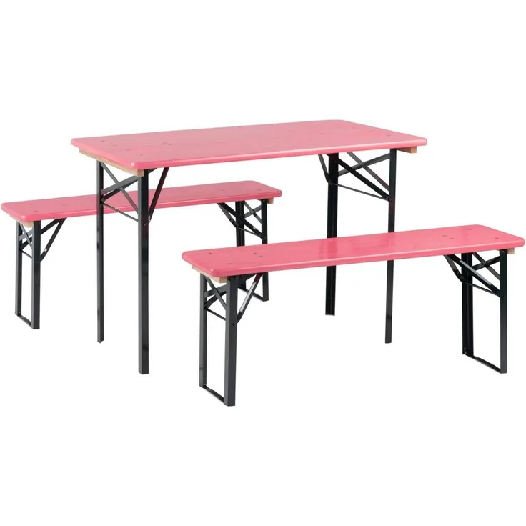 Stagecaptain Bierzeltgarnitur Hirschgarten BB-117 Sitzgarnitur 117 cm Länge, (Stehtisch Holz, 3-tlg, 2 x Bank, 1 x Tisch), Sitzmöbelset für Balkon Outdoor & Indoor, klappbar