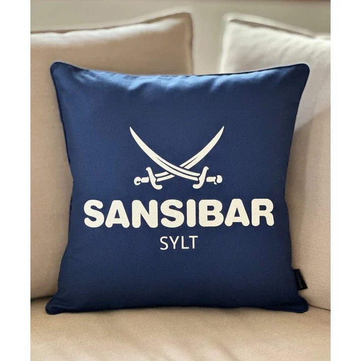 Sansibar Sylt Kissenhülle Kissenbezug Sansibar Sylt Kissenhülle, Sansibar Logo Druck, 45x45 cm, mit Logo-Schriftzug, mit verdecktem Reißverschluss