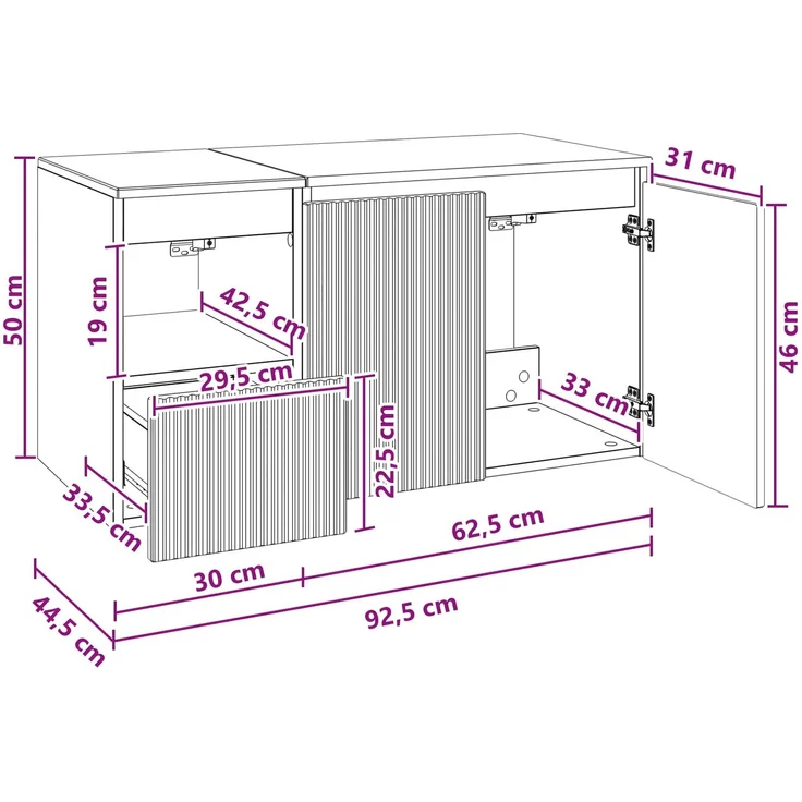 vidaXL Badezimmerschrank-Set 2 stk. Weiß 92,5 x 44,5 x 50 cm 3404114 – Bild 8